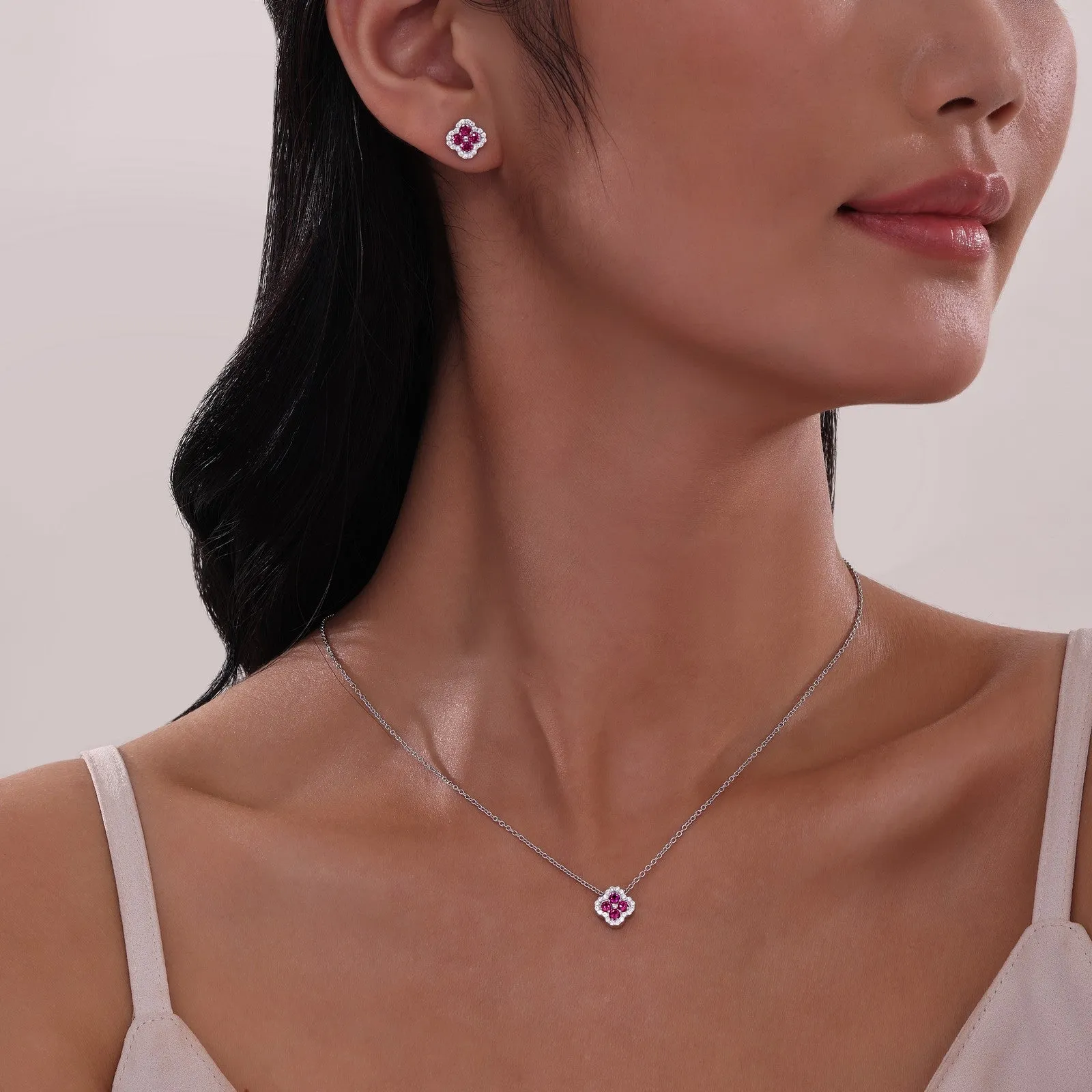 0.8 CTW Flower Halo Stud Earrings E0610CRP00