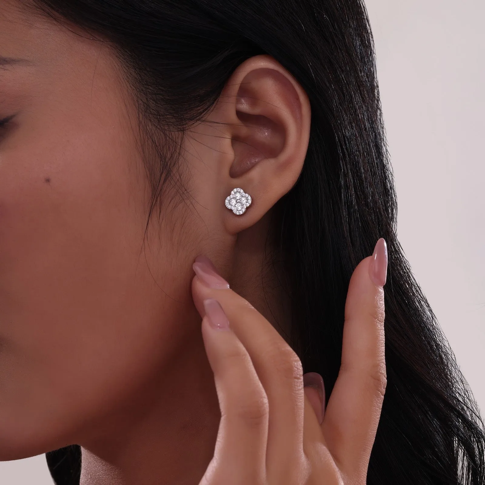 0.8 CTW Flower Halo Stud Earrings E0610CRP00
