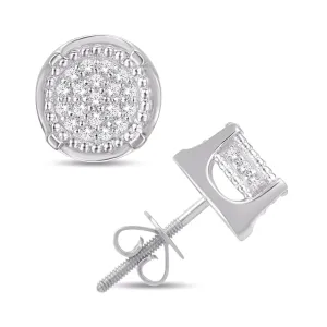 10 Karat White Gold 0.18 Carat Diamond Round Earrings