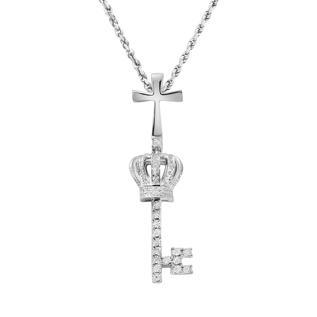 10k Gold Diamond King Key Pendant 0.16 Ctw