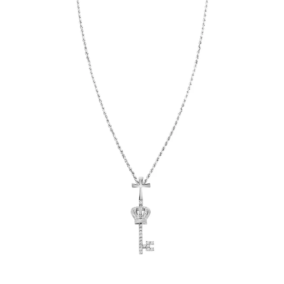 10k Gold Diamond King Key Pendant 0.16 Ctw