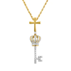 10k Gold Diamond King Key Pendant 0.16 Ctw