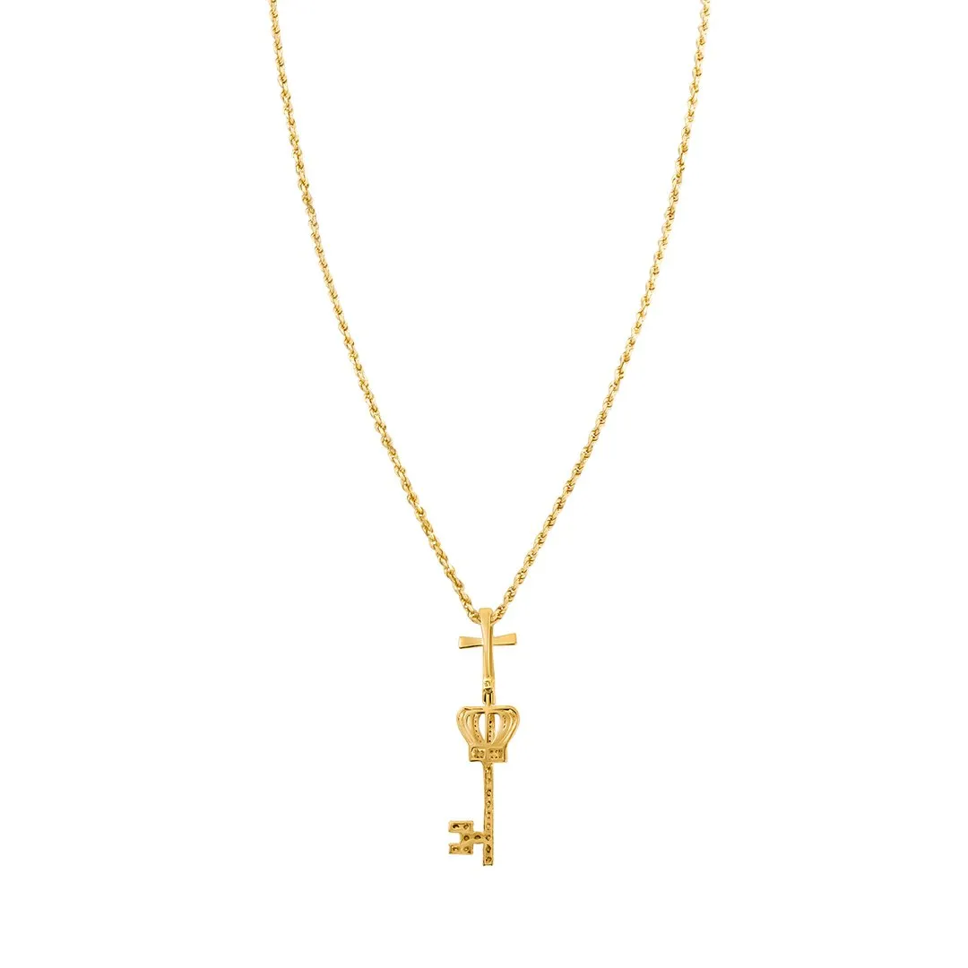 10k Gold Diamond King Key Pendant 0.16 Ctw
