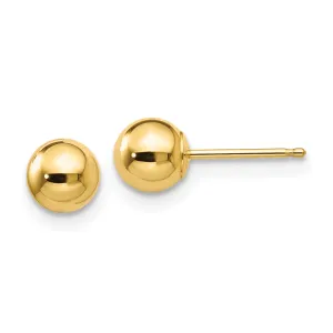 10K Gold Polished Ball Post Earrings with Hollow Design  5mm Elegant Finish