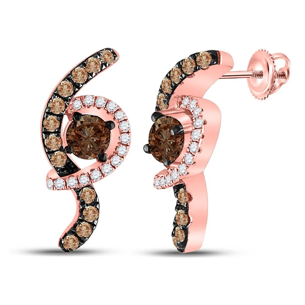 10kt Rose Gold Smoky Quartz and Diamond Fashion Earrings - Timeless Elegance and Sparkling Glamour