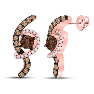 10kt Rose Gold Smoky Quartz and Diamond Fashion Earrings - Timeless Elegance and Sparkling Glamour