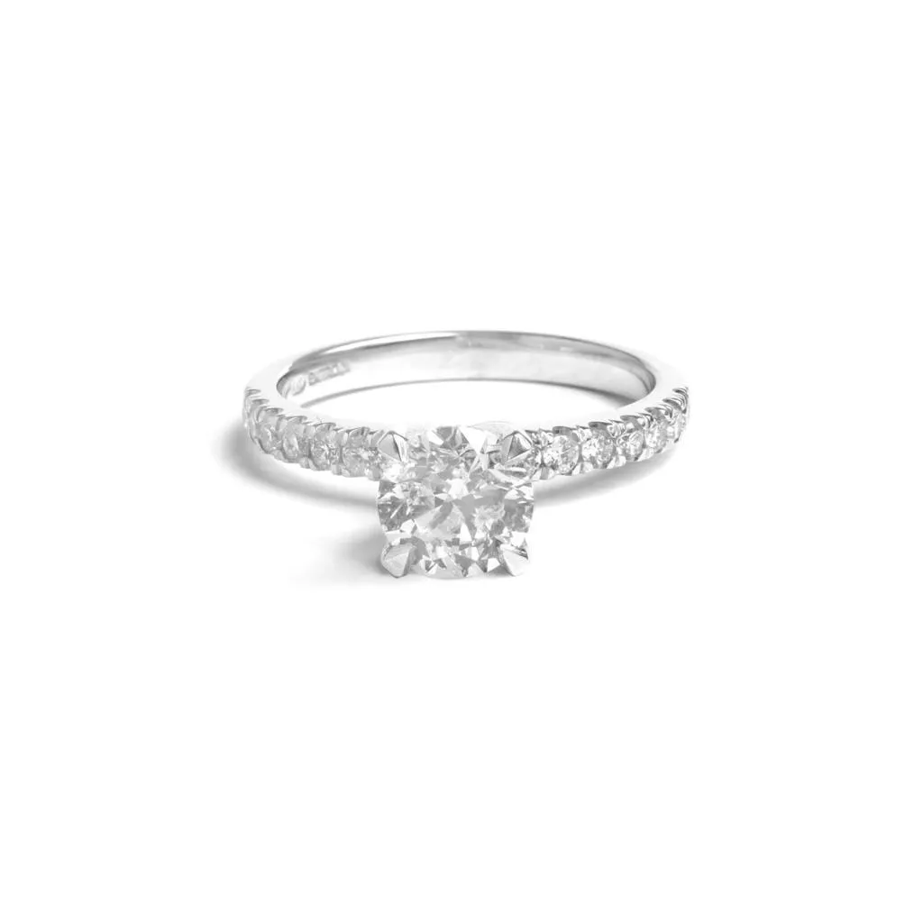 1.33ct Elevated Diamond Ring - Claw Set Band