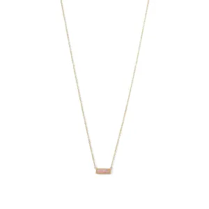14 Karat Gold Plated Mini Synthetic Pink Opal Bar Necklace