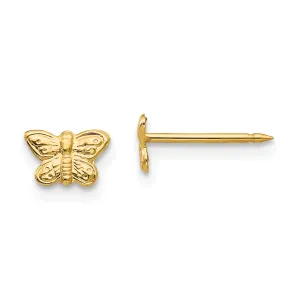 14K Gold Butterfly Earrings with Solid Design & Post Back for Women