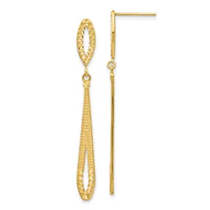 14K Gold Diamond-Cut Dangle Earrings with Polished Finish