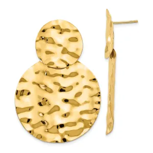 14K Gold Hammered Dangle Earrings with Polished Finish Elegant & Timeless