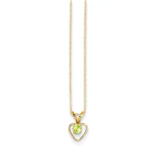 14K Gold Peridot Heart Necklace Elegant August Birthstone Jewelry