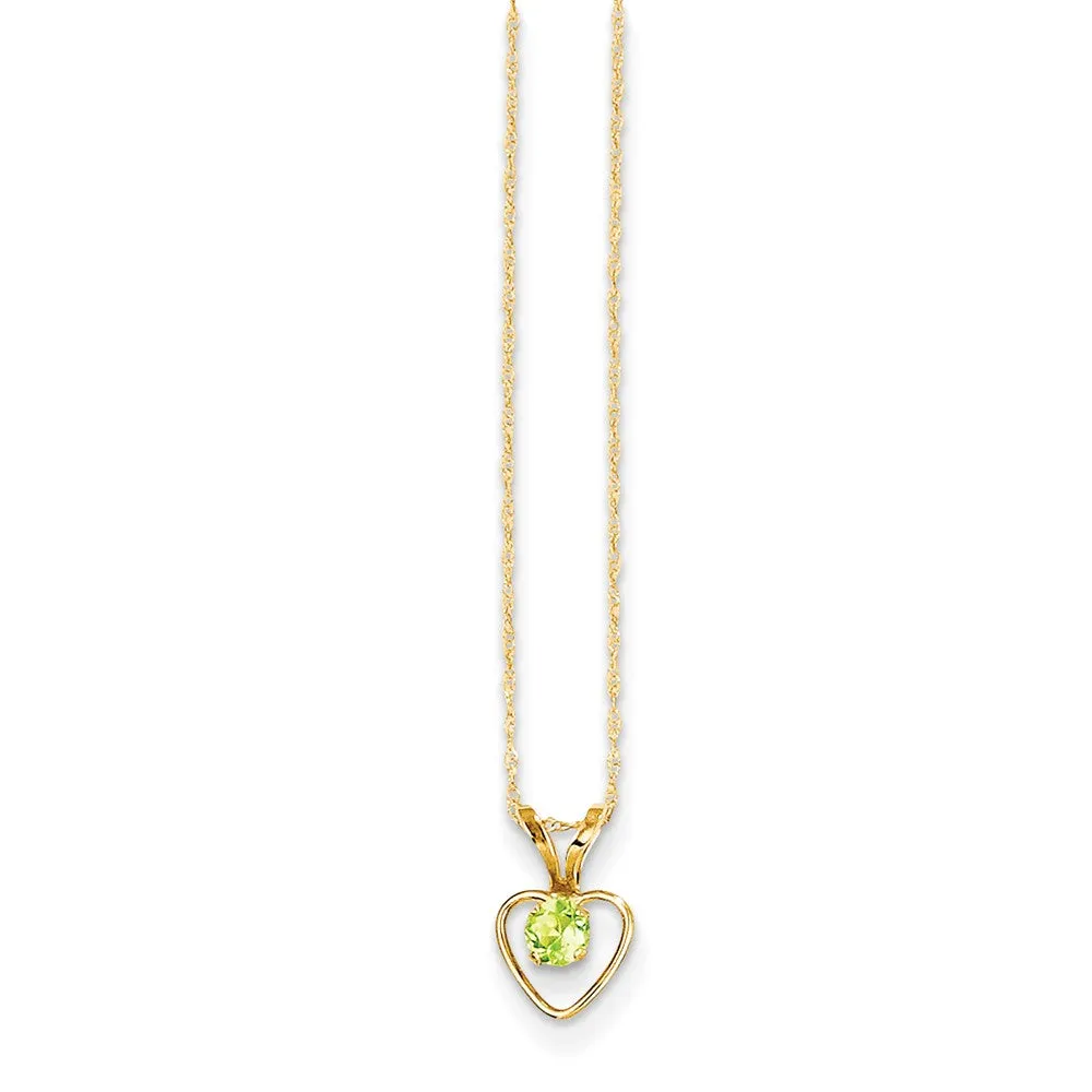 14K Gold Peridot Heart Necklace Elegant August Birthstone Jewelry