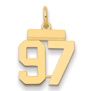 14K Gold Polished Number 97 Charm with Laser-Cut Detailing