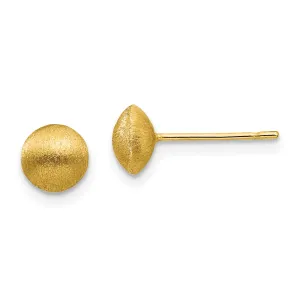 14K Gold Satin Button Earrings with Post Back  7mm Elegant Design