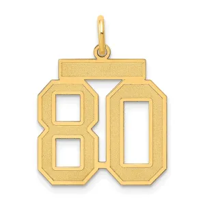14K Gold Satin Finish Number 80 Charm  Medium Brushed