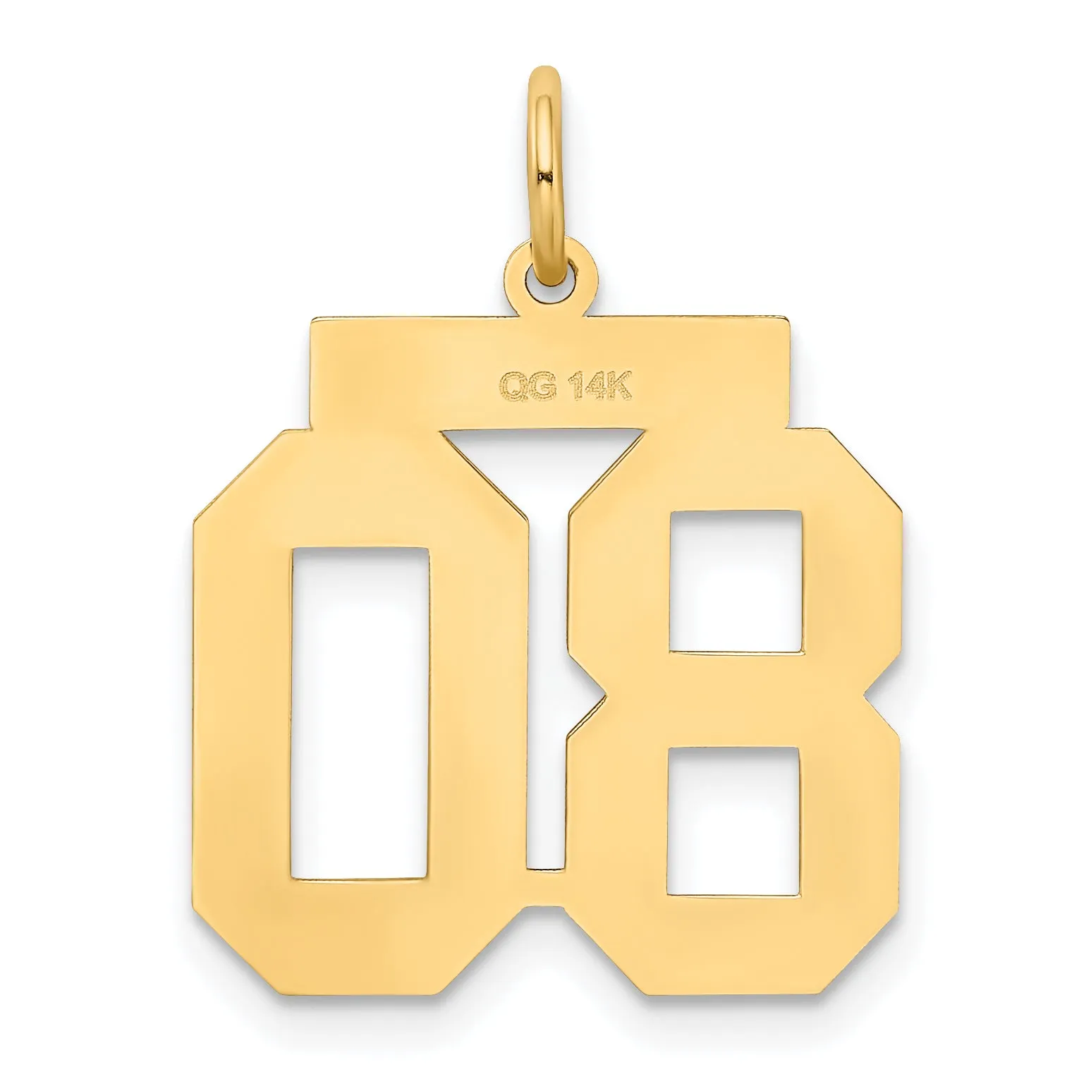 14K Gold Satin Finish Number 80 Charm  Medium Brushed