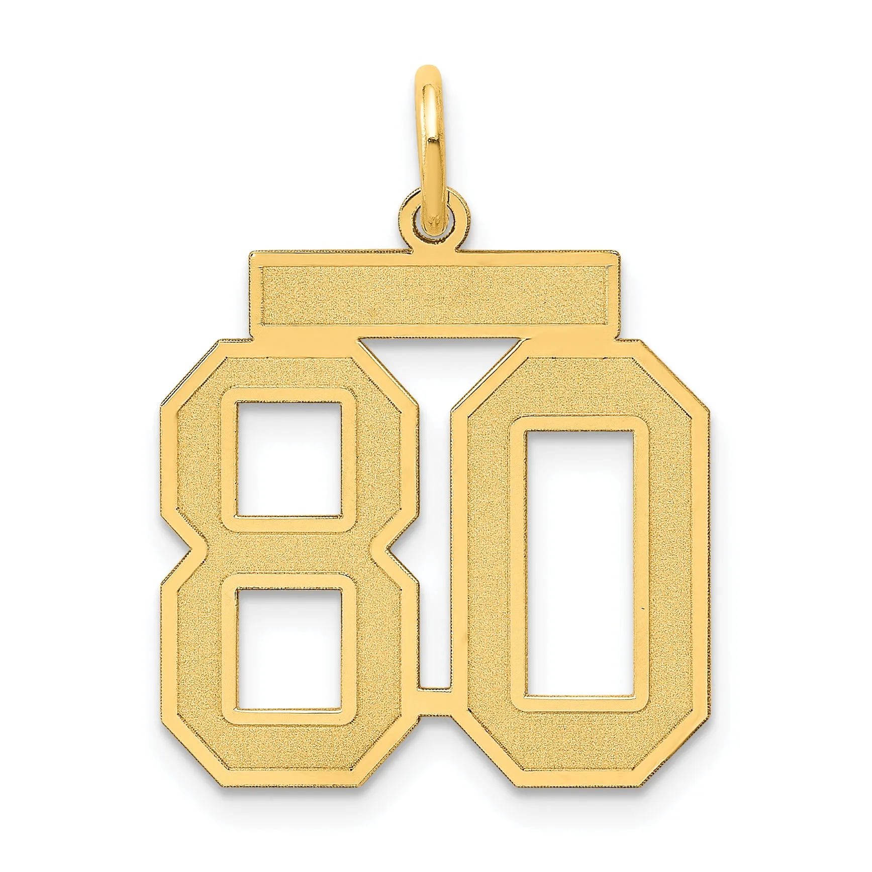14K Gold Satin Finish Number 80 Charm  Medium Brushed