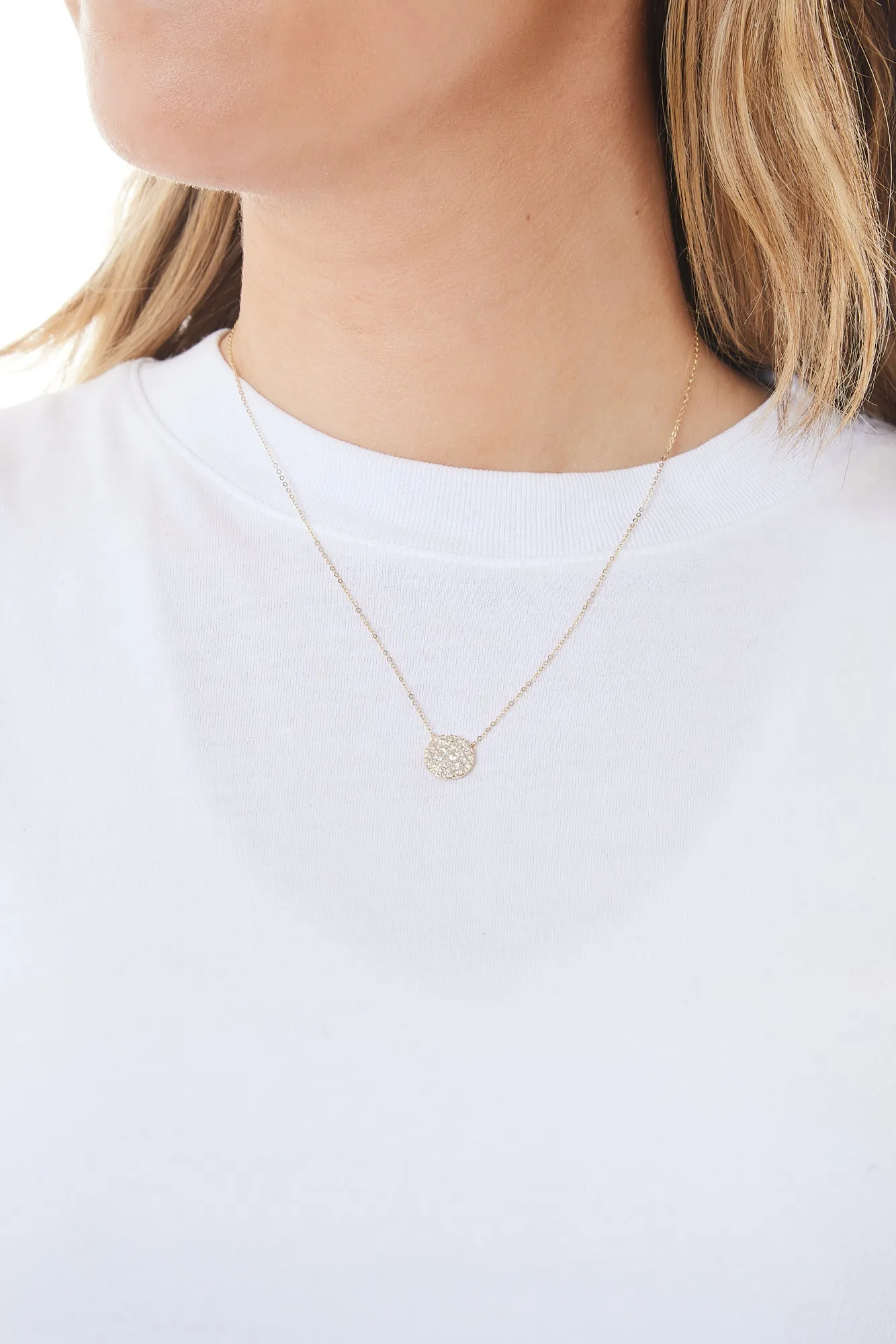 14KY Diamond Disc Necklace