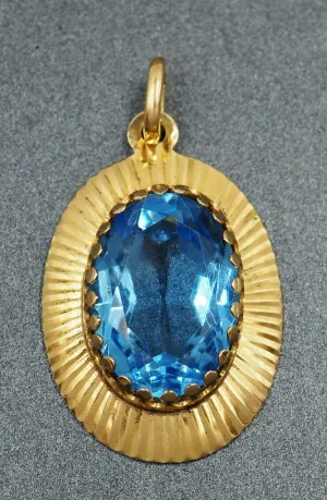18ct Yellow Gold & Blue Paste Pendant