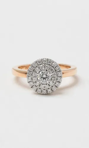 18K RWG 0.53ct TDW Round Brilliant Diamond Halo Ring