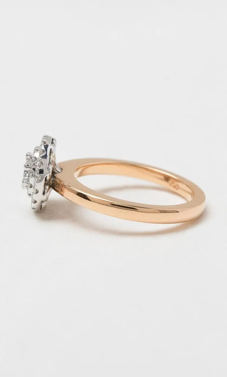 18K RWG 0.53ct TDW Round Brilliant Diamond Halo Ring