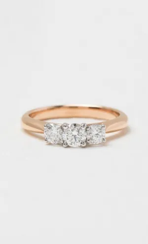 18K RWG 0.55ct TDW Round Brilliant Trilogy Diamond Ring