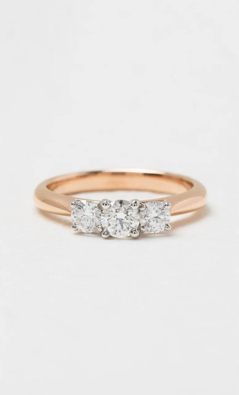 18K RWG 0.55ct TDW Round Brilliant Trilogy Diamond Ring