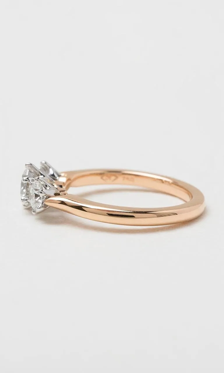 18K RWG 1.00ct TDW Round Brilliant Diamond Trilogy Ring