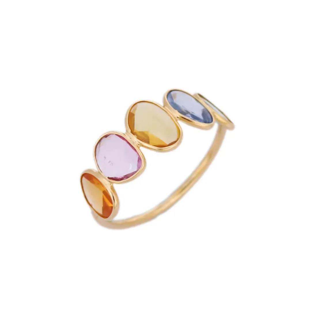 18K Unique Multi Sapphire Half Eternity Band