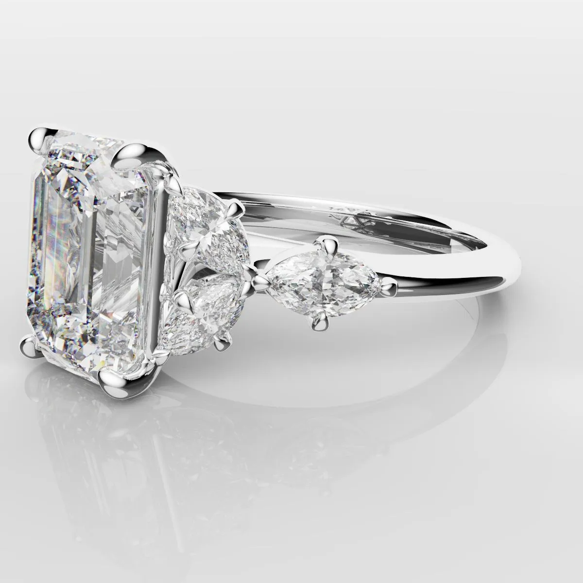 2 Carat Emerald Cut Diamond Ring With Marquise Details