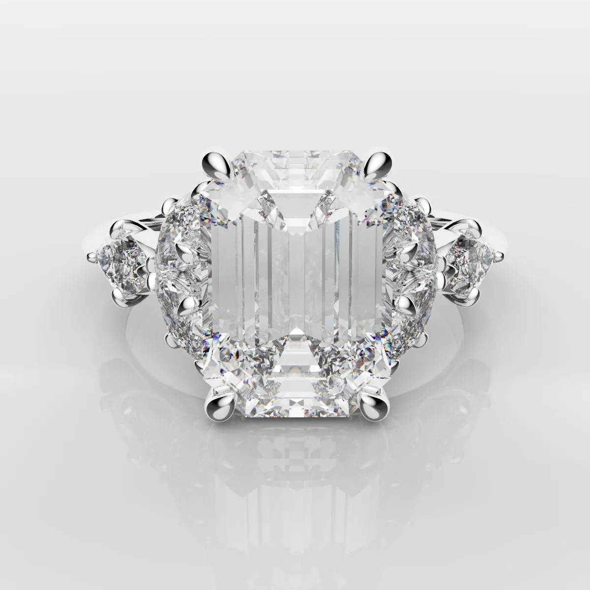 2 Carat Emerald Cut Diamond Ring With Marquise Details