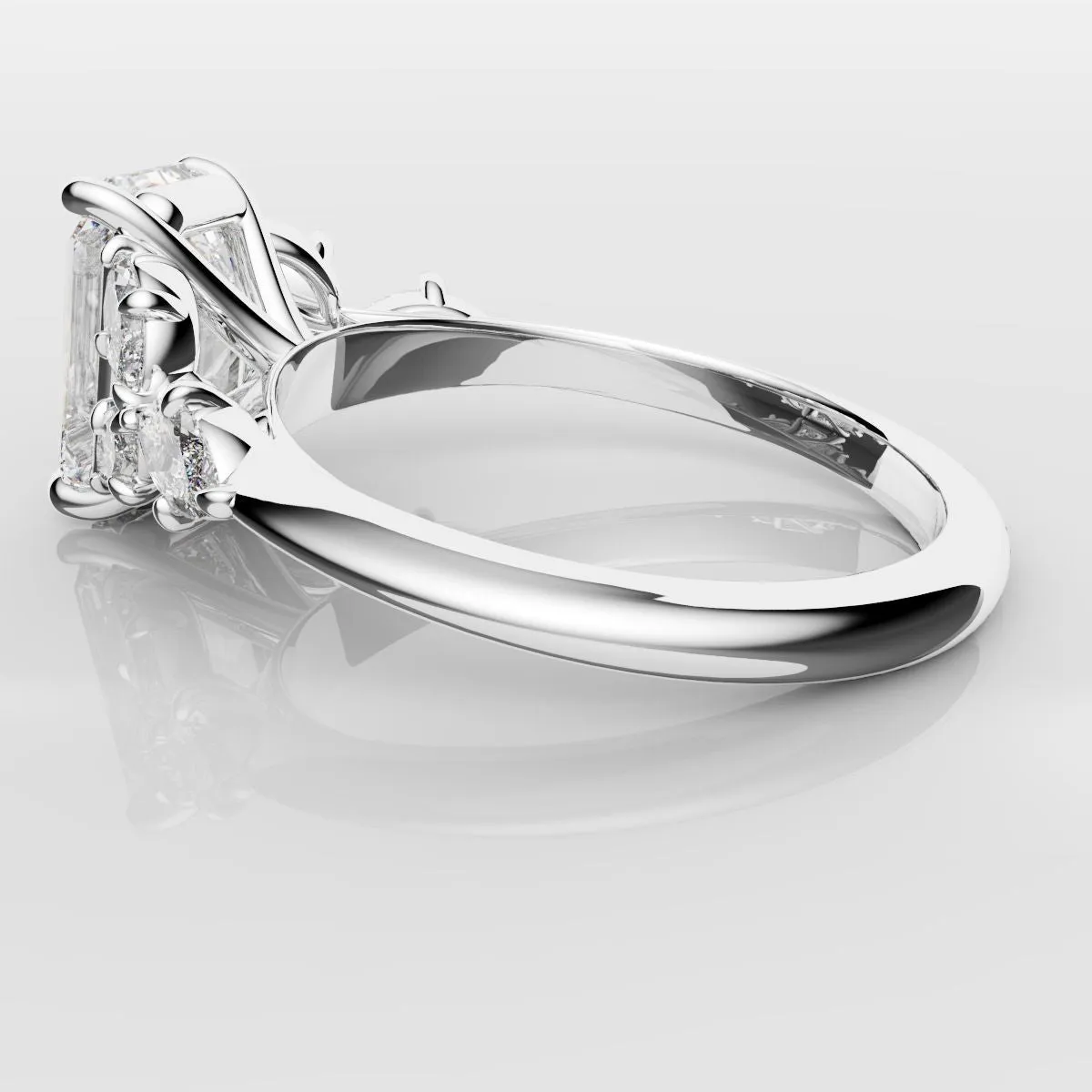 2 Carat Emerald Cut Diamond Ring With Marquise Details