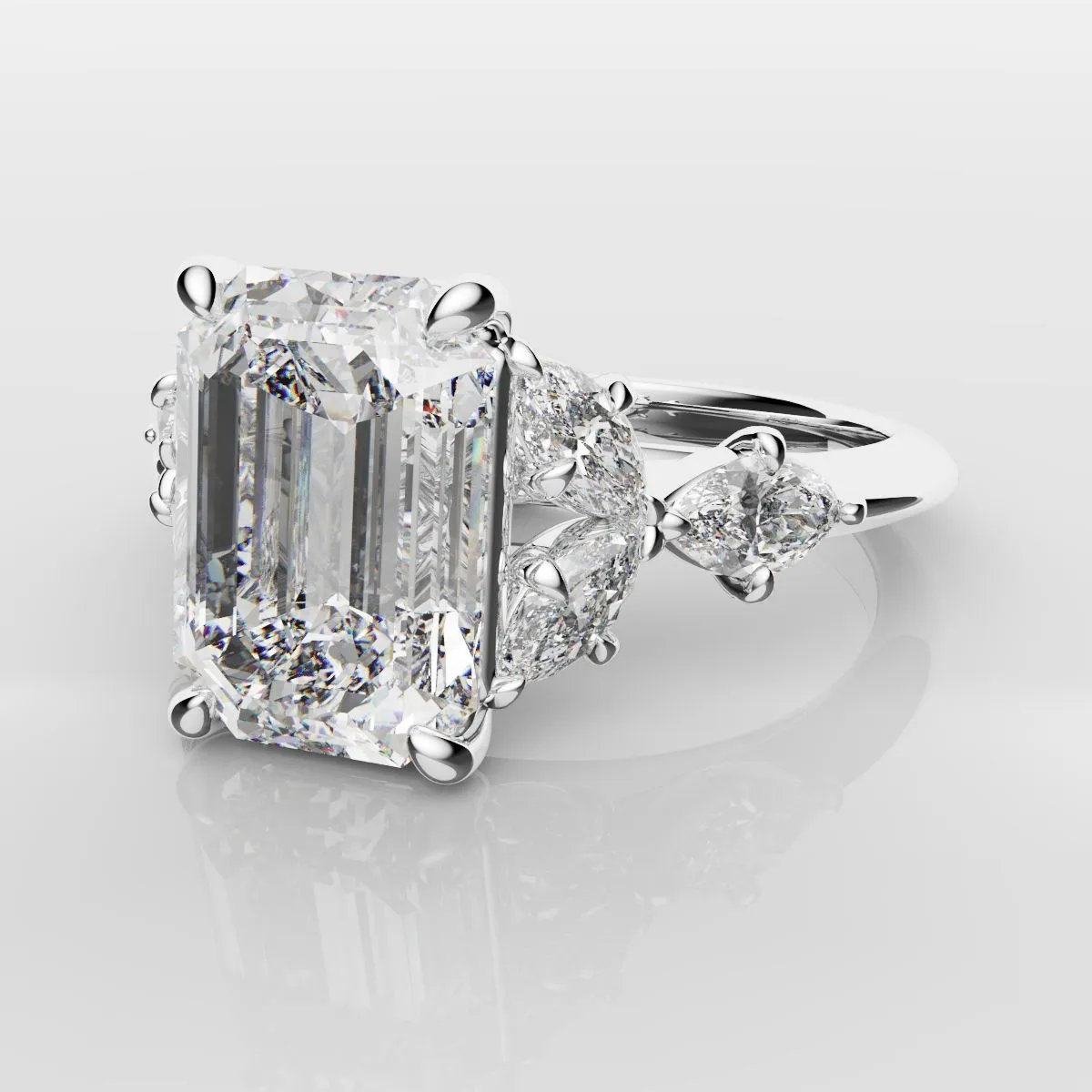 2 Carat Emerald Cut Diamond Ring With Marquise Details