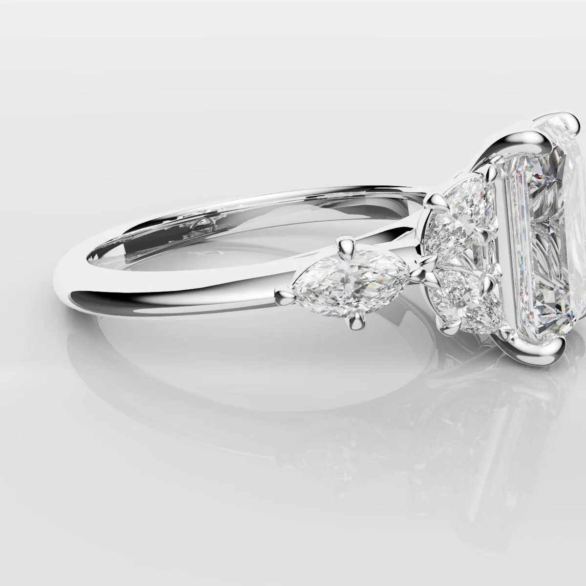 2 Carat Emerald Cut Diamond Ring With Marquise Details