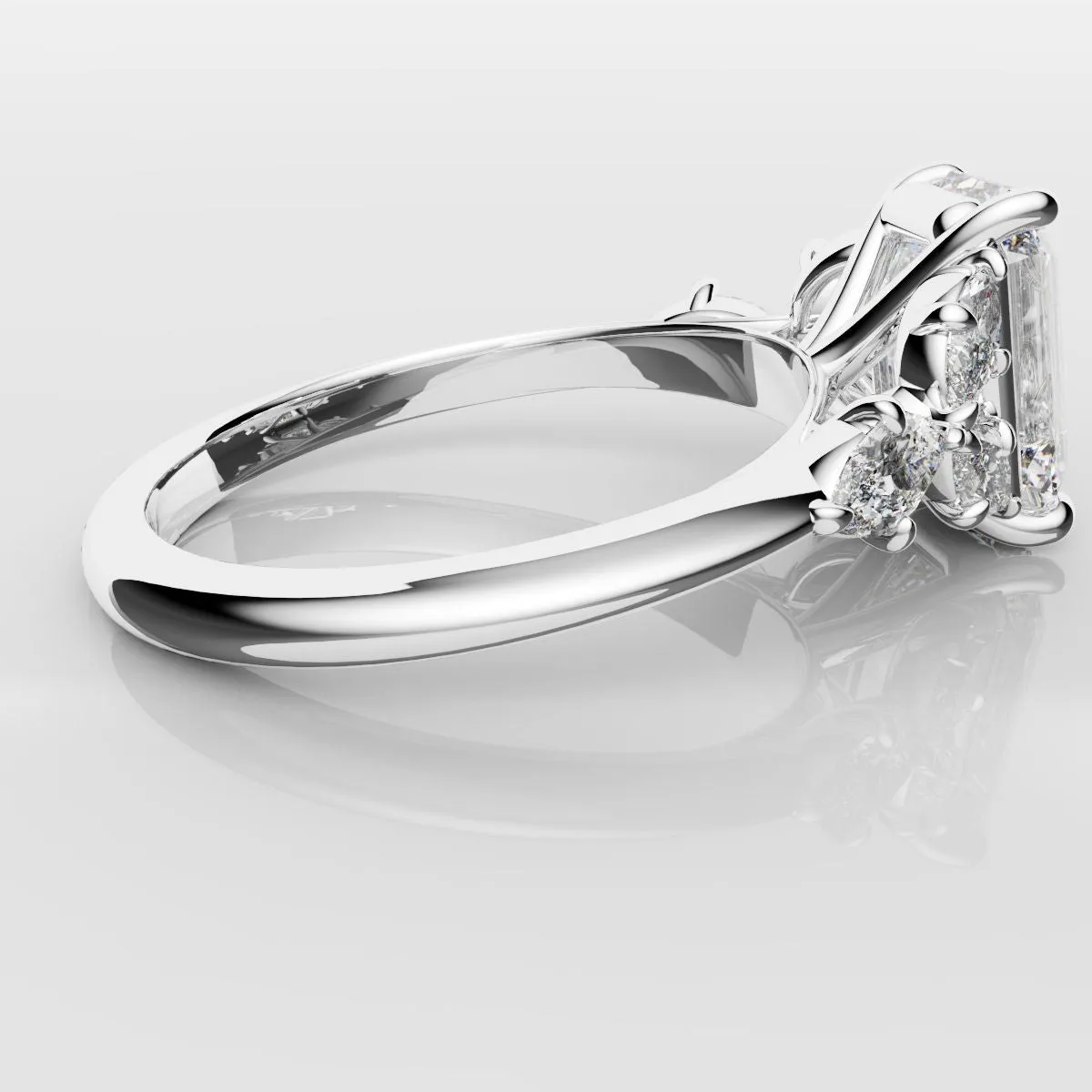 2 Carat Emerald Cut Diamond Ring With Marquise Details