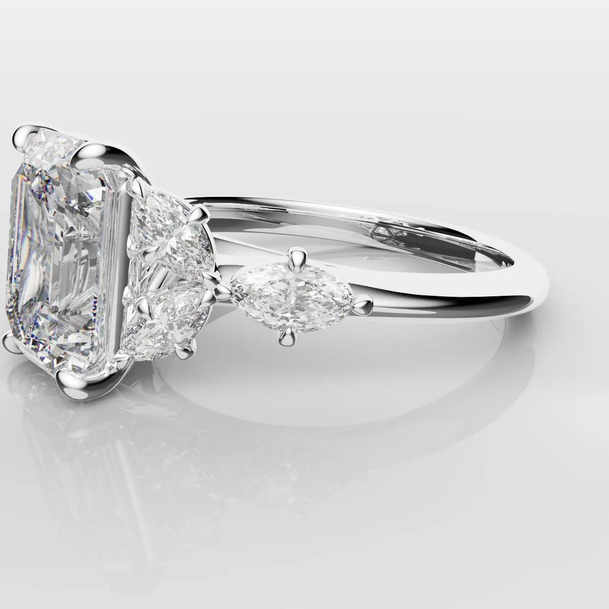2 Carat Emerald Cut Diamond Ring With Marquise Details
