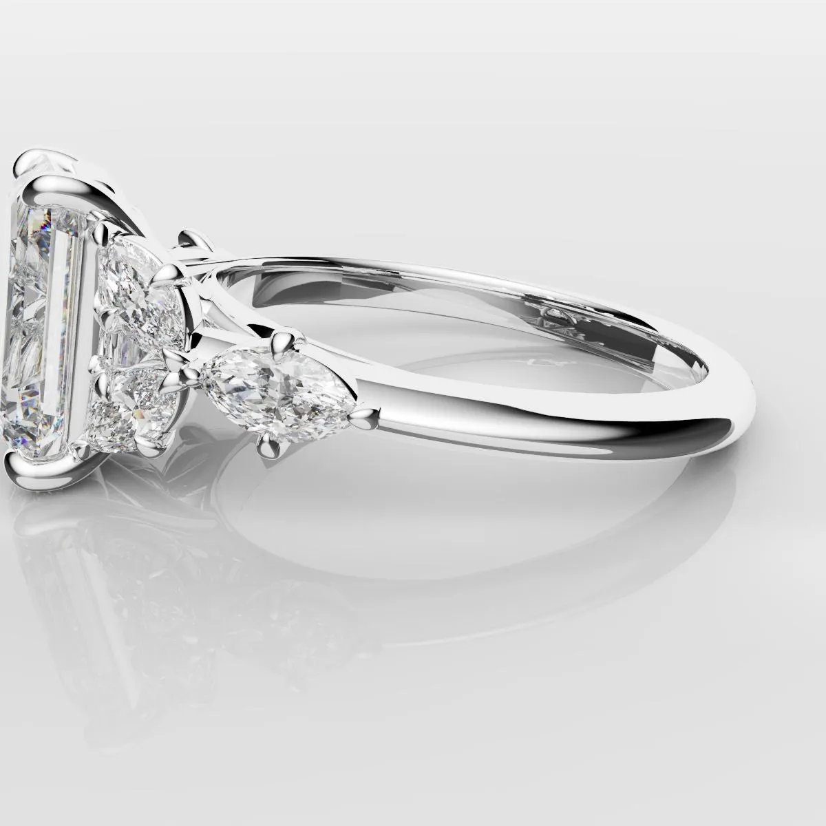 2 Carat Emerald Cut Diamond Ring With Marquise Details
