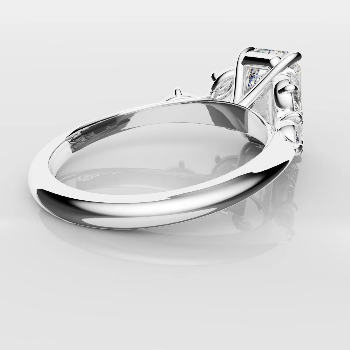 2 Carat Emerald Cut Diamond Ring With Marquise Details