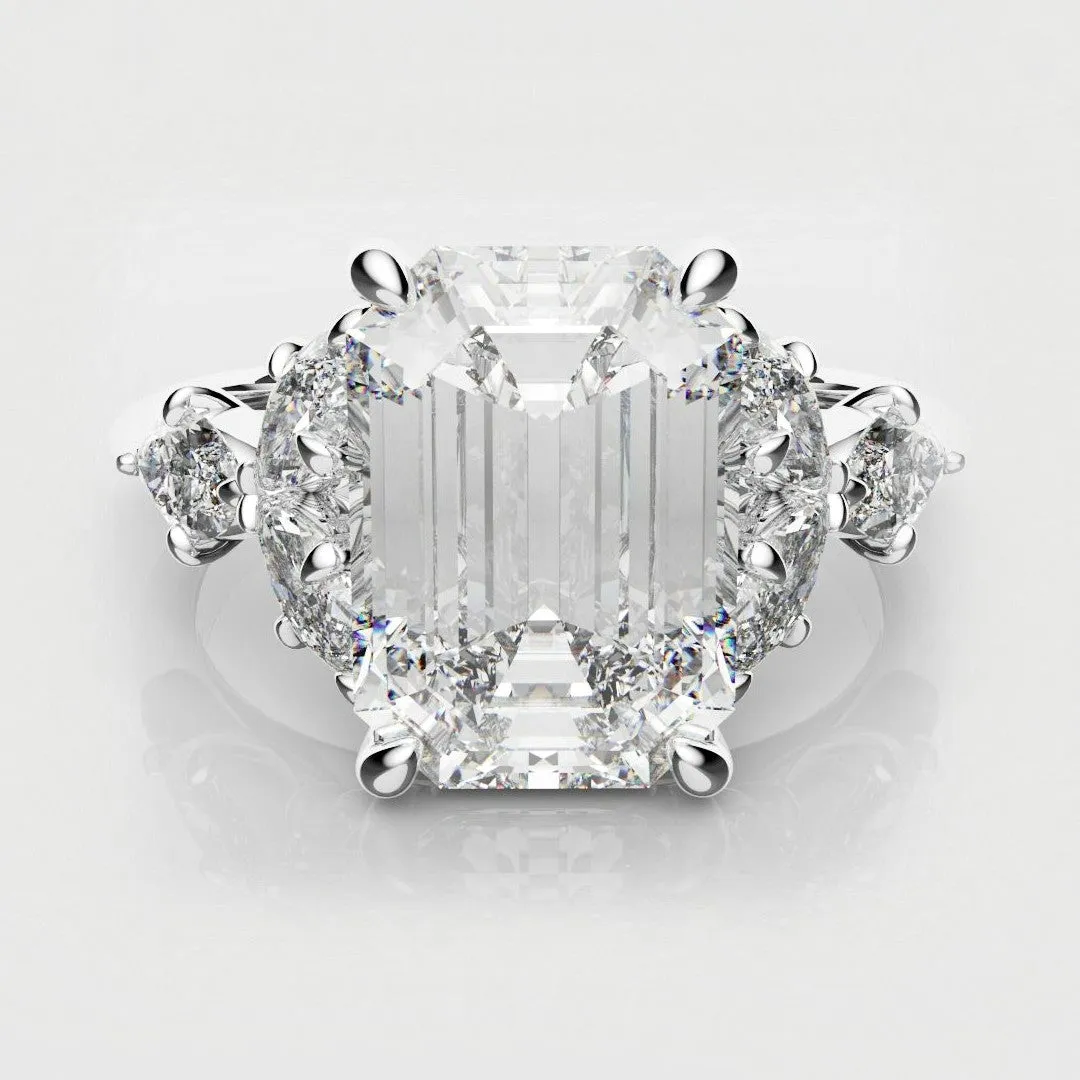 2 Carat Emerald Cut Diamond Ring With Marquise Details