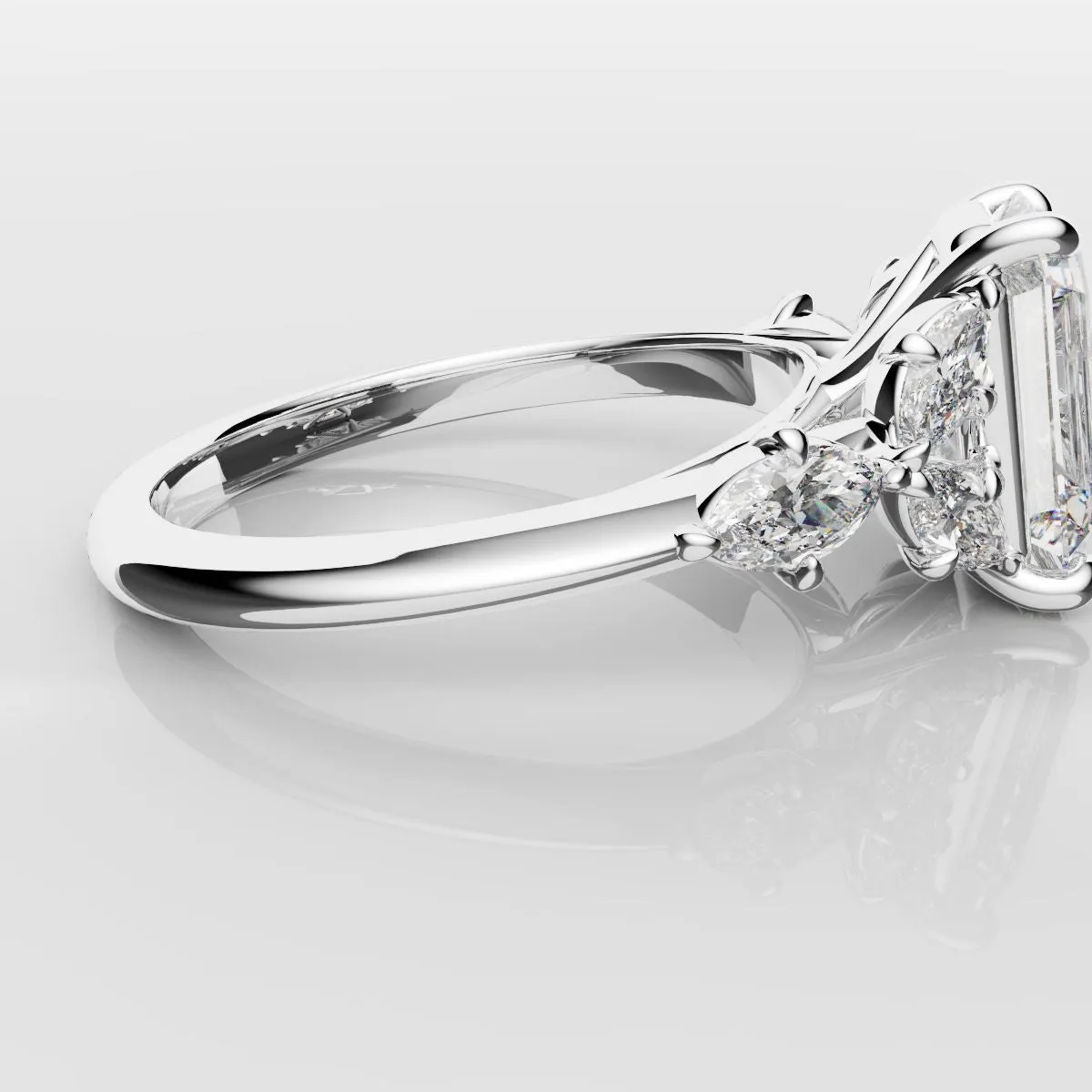 2 Carat Emerald Cut Diamond Ring With Marquise Details