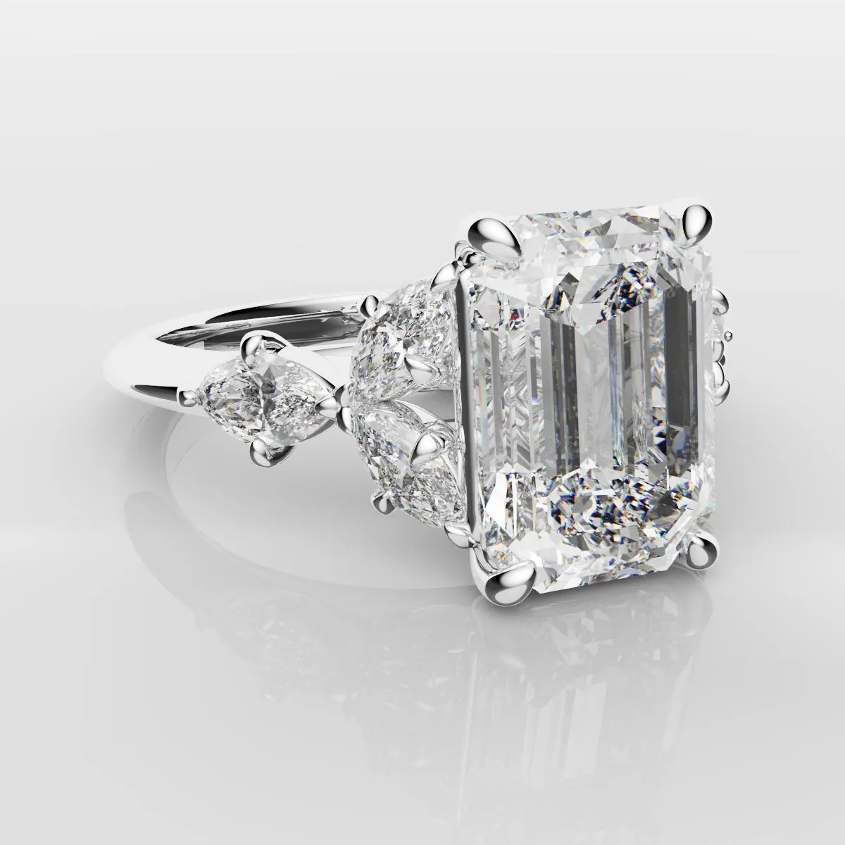 2 Carat Emerald Cut Diamond Ring With Marquise Details
