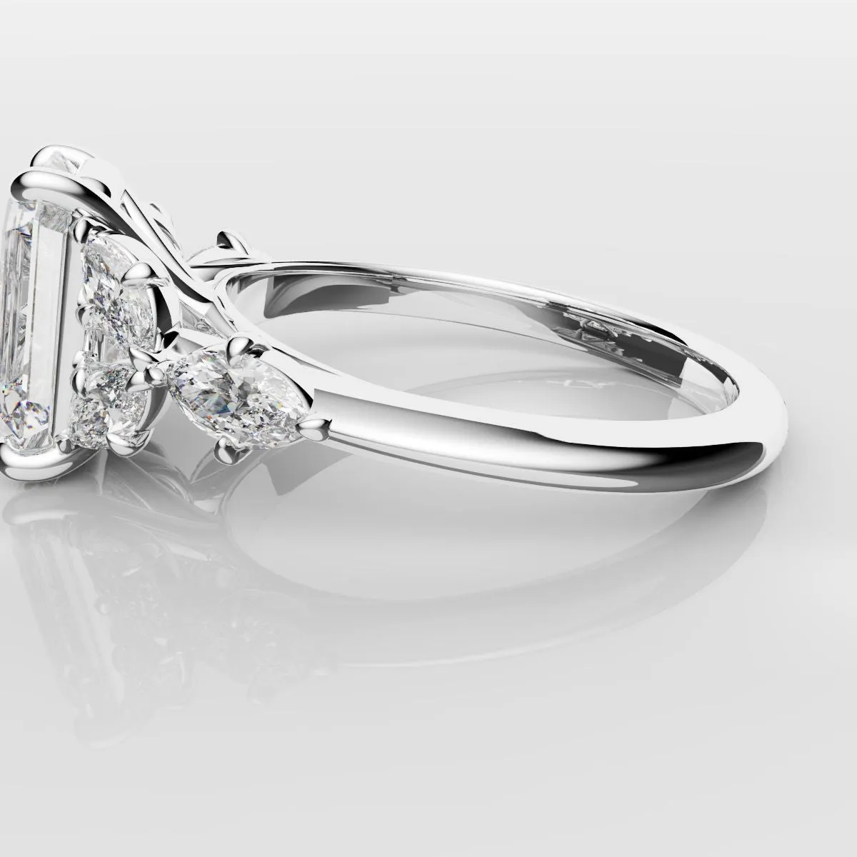 2 Carat Emerald Cut Diamond Ring With Marquise Details