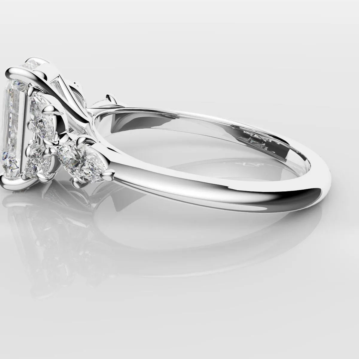 2 Carat Emerald Cut Diamond Ring With Marquise Details