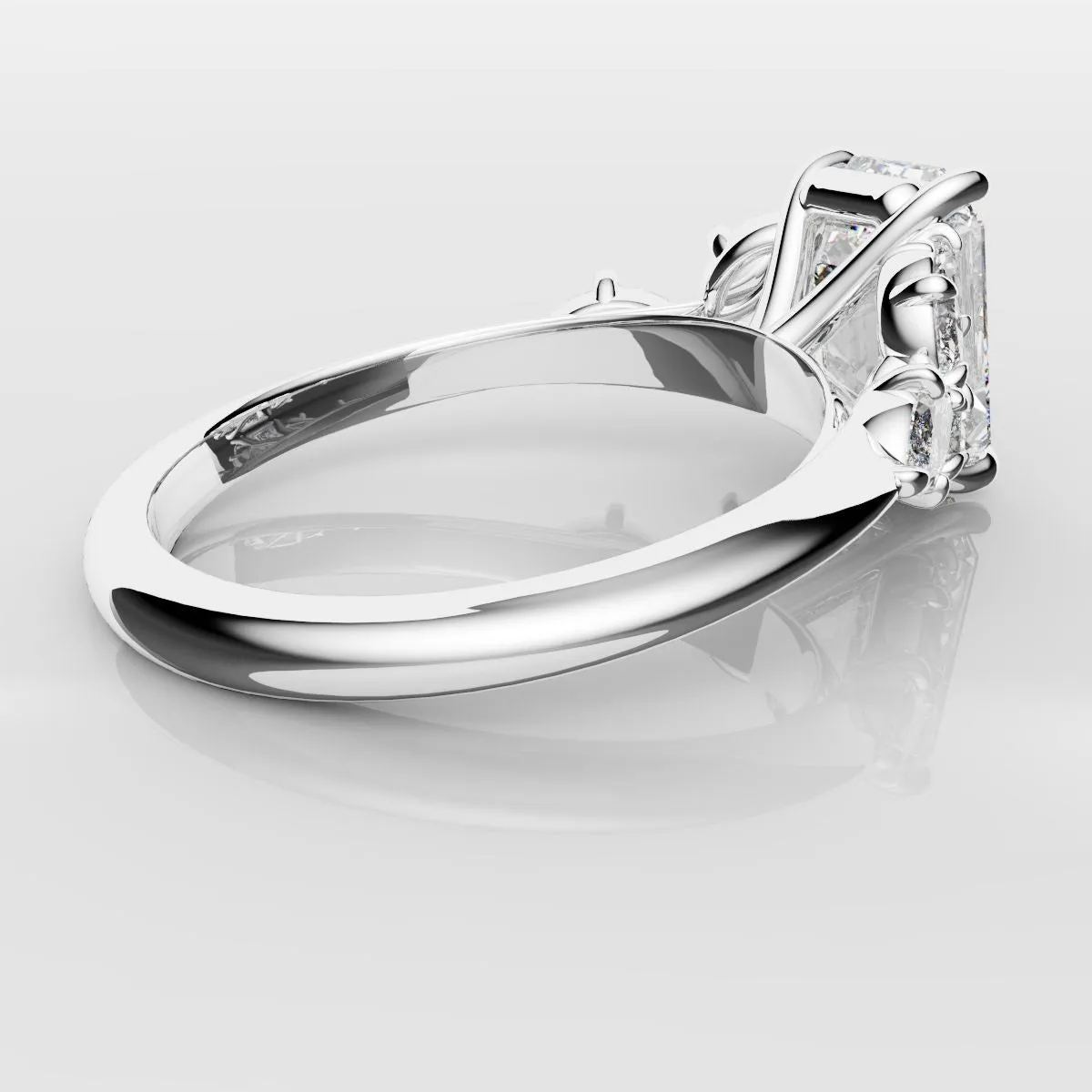 2 Carat Emerald Cut Diamond Ring With Marquise Details