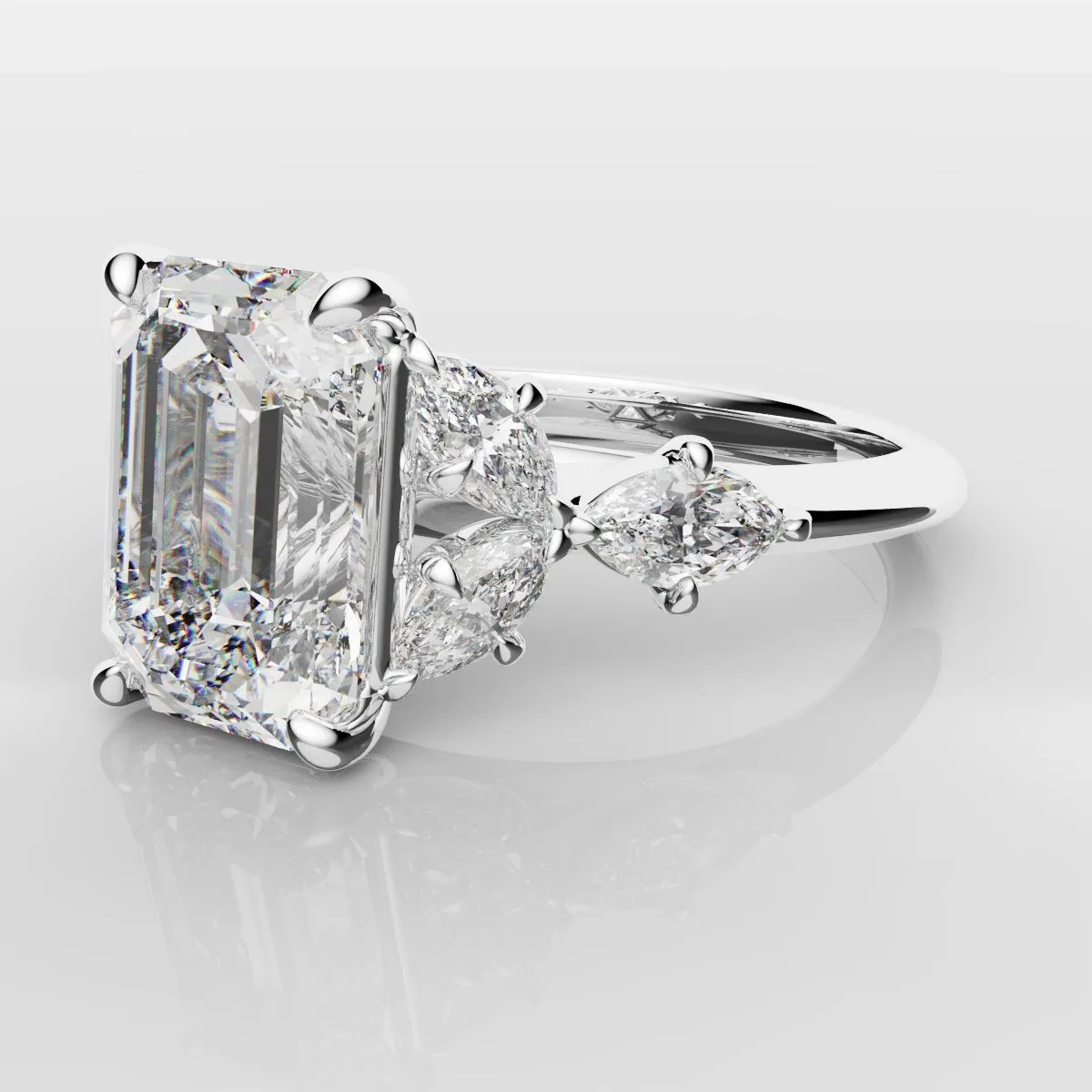 2 Carat Emerald Cut Diamond Ring With Marquise Details