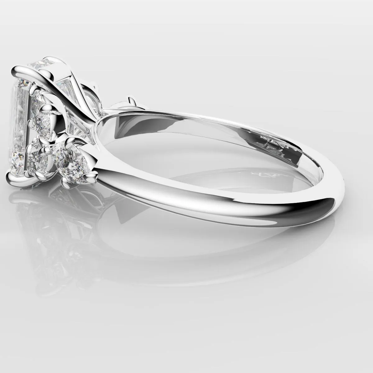 2 Carat Emerald Cut Diamond Ring With Marquise Details