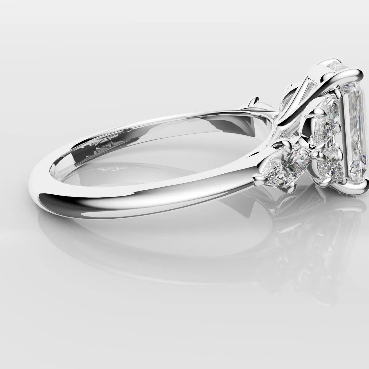 2 Carat Emerald Cut Diamond Ring With Marquise Details