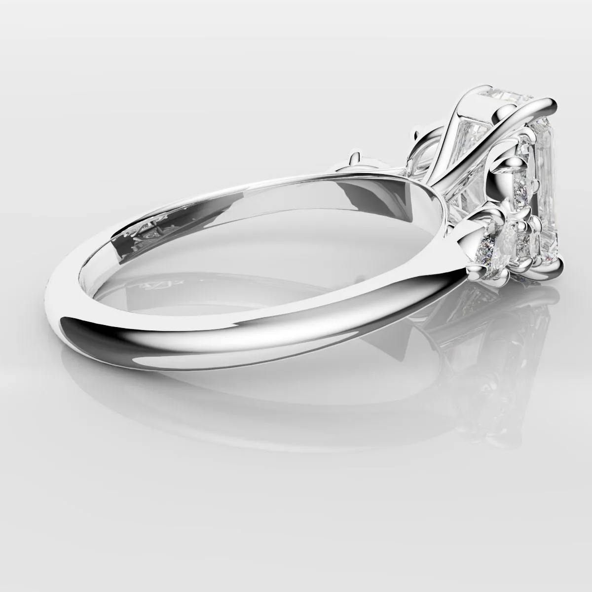 2 Carat Emerald Cut Diamond Ring With Marquise Details