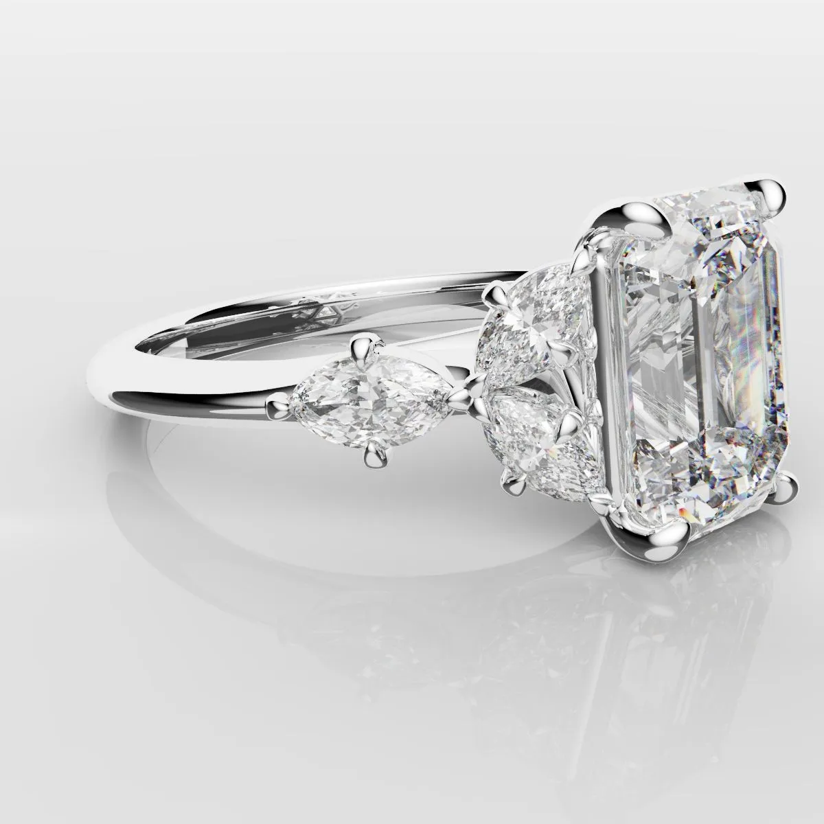 2 Carat Emerald Cut Diamond Ring With Marquise Details